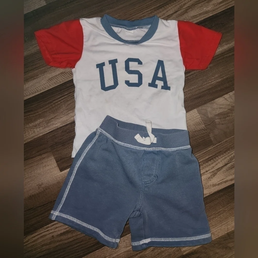 AMERICA Short Set Gymboree Shorts USA Shirt. 24mo-2t Perfect For 4th Read Below.